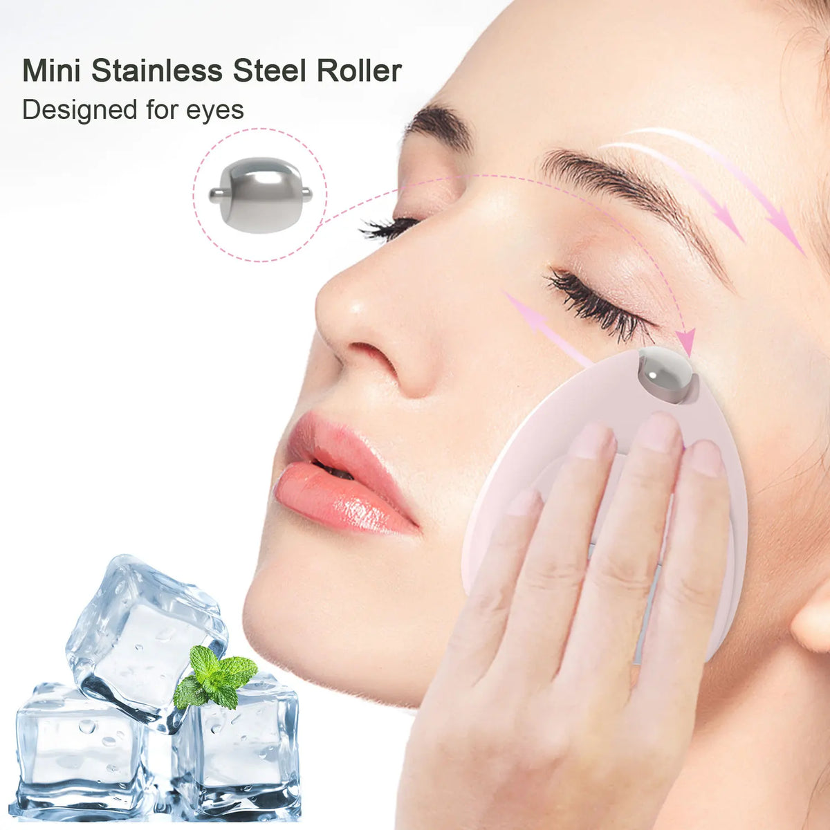 Mini Stainless Steel Face and Eye Roller, Ice Cube Facial Massager