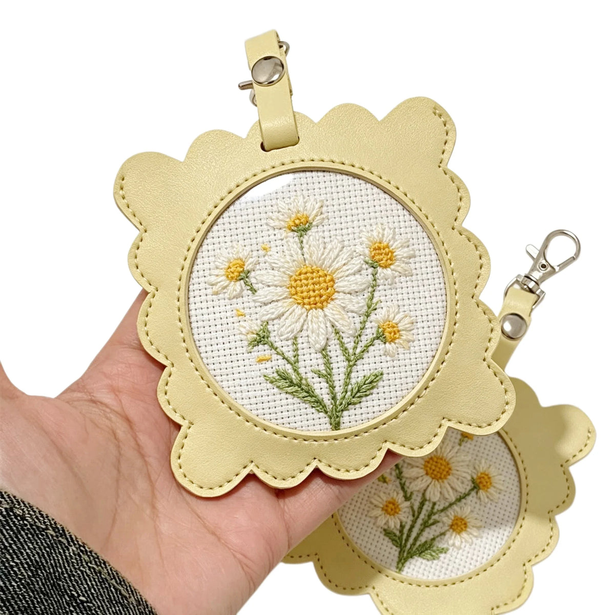 Creative Multi-Color Scalloped PU Leather Needlepoint Frame Self Finishing Ornament DIY