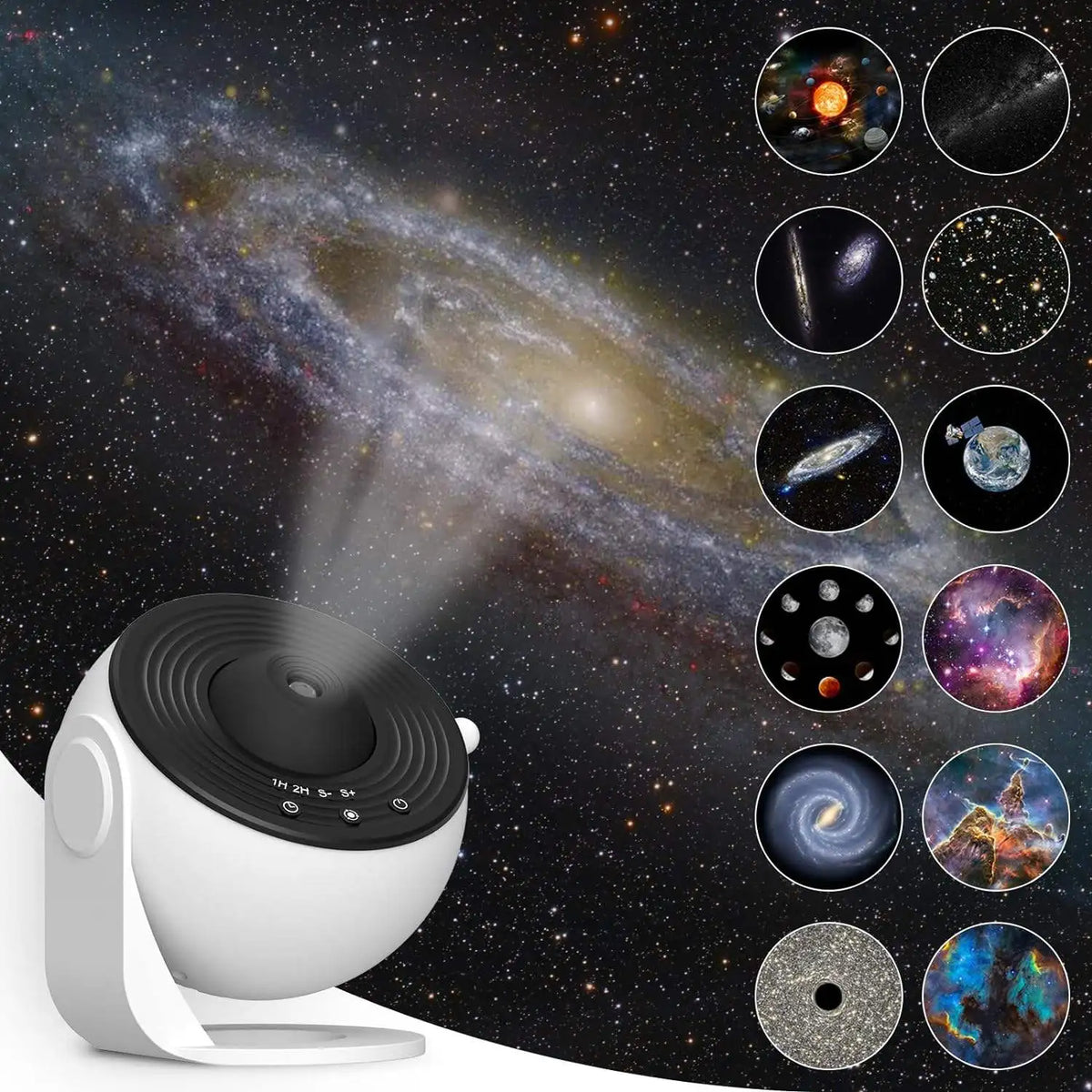 Globe Galaxy Star Projector with 12 HD Films, 360° Rotating Starry Sky Night Light