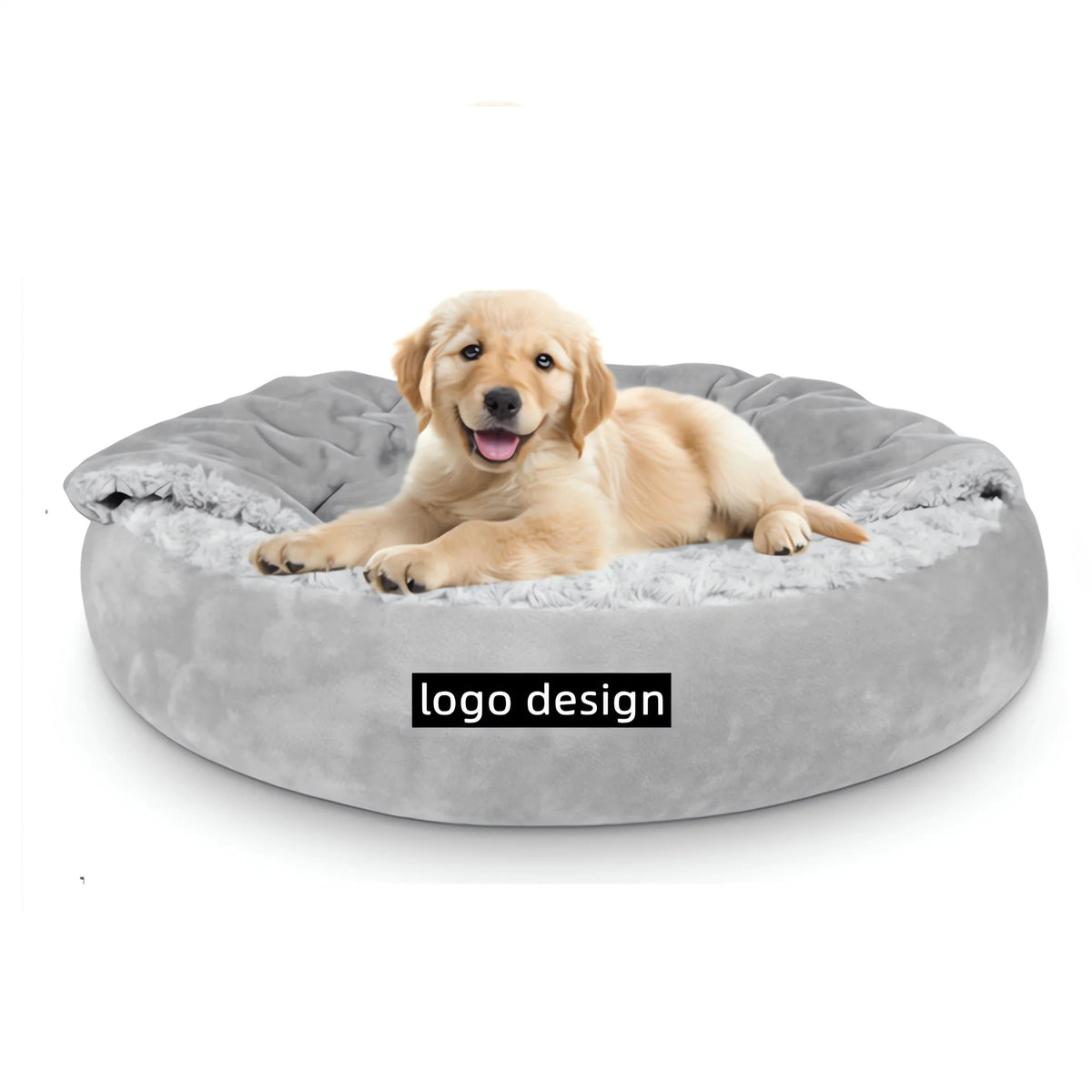 Donut Pet Bed with Hooded Blanket, Cozy Round Bed for Dogs and Cats