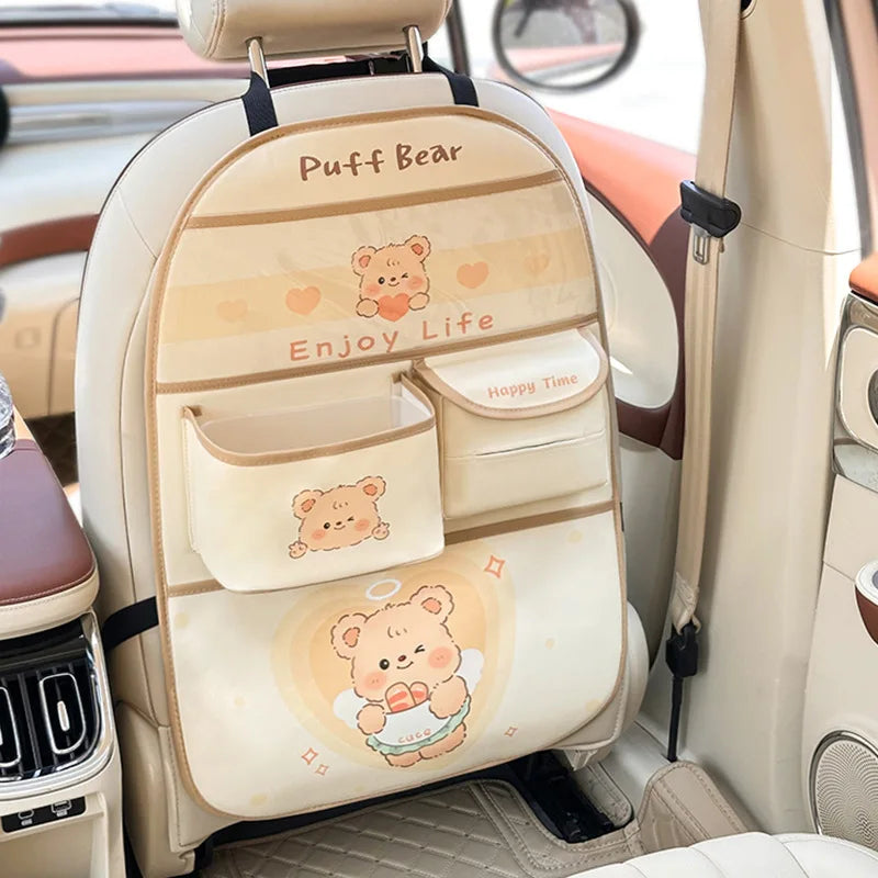 Custom Leather Cartoon Customizable Car Backseat Storage Bag Organizer New Creative Trash