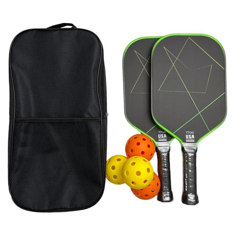 Beginner Carbon Fiber Pickleball Paddle Set with Net 7-Ply Birch Core Lightweight
