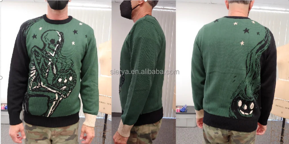 Skeleton Jack Crew Sweater Halloween Holiday Sweater