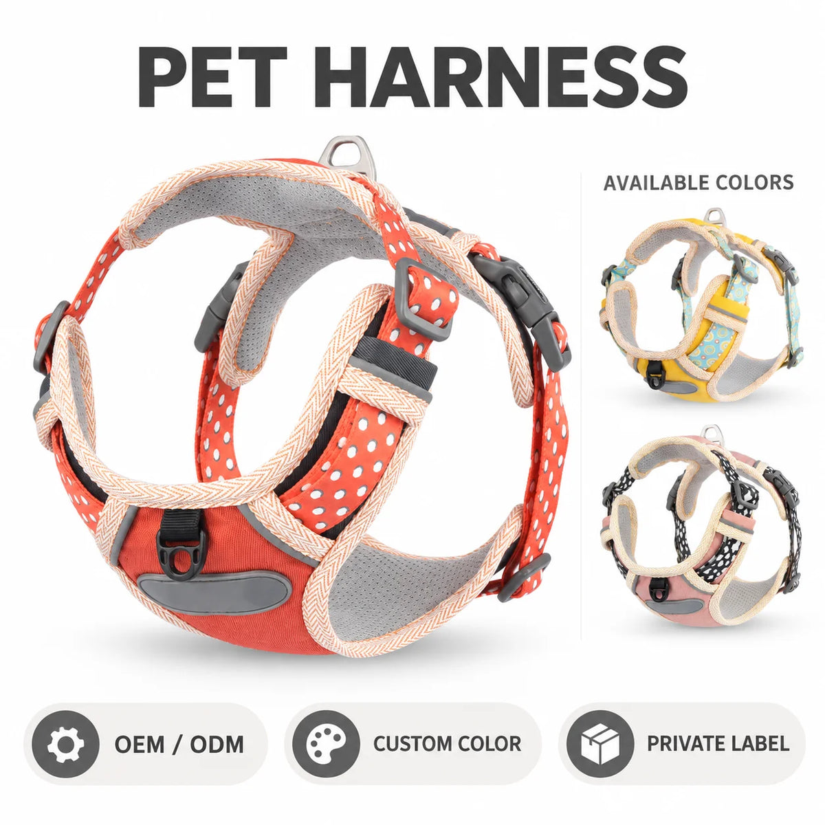 Breathable Pet Harness Adjustable Lightweight Dog Harness for Everyday Walks with D-Ring