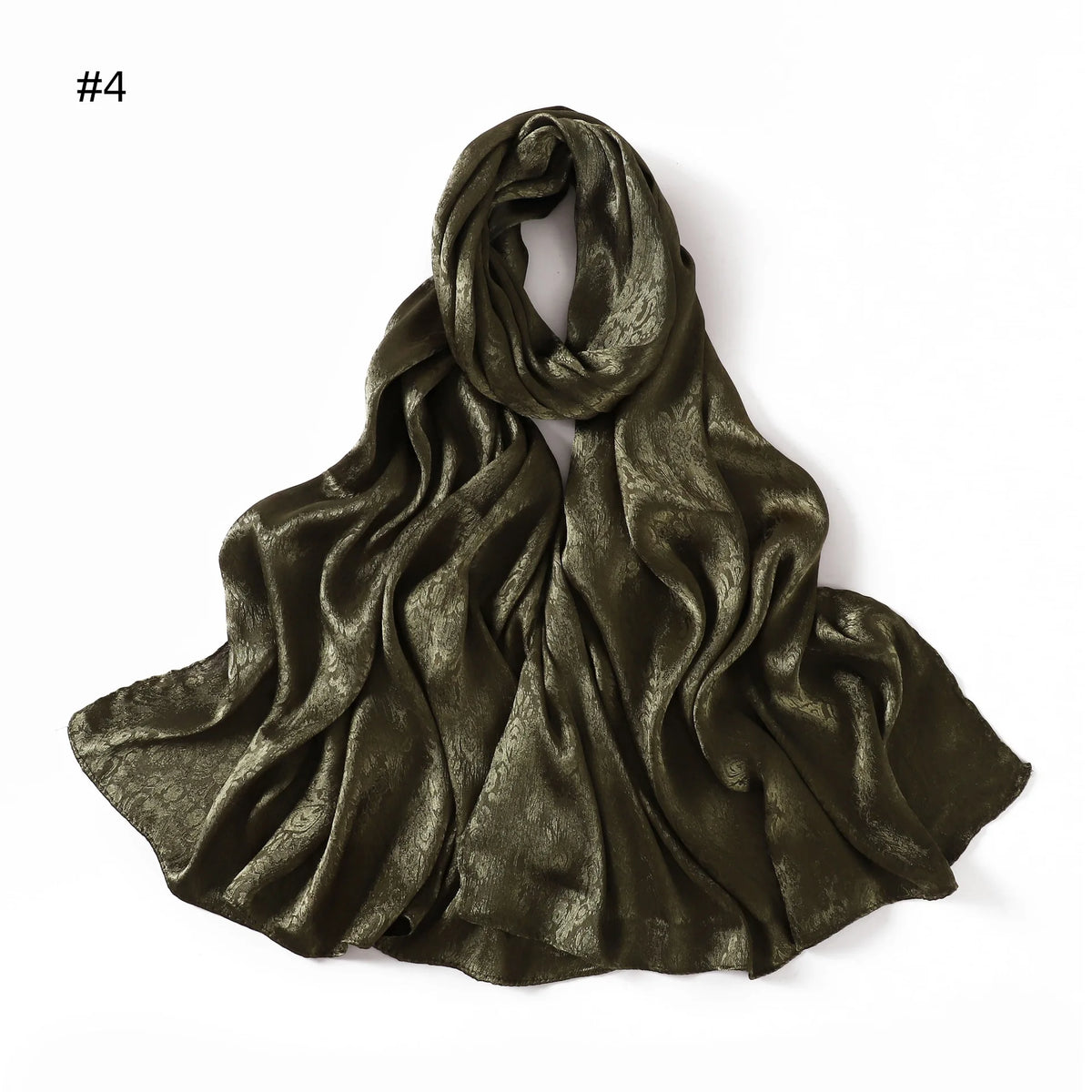 New Solid Color Satin Jacquard Long Scarf Breathable Soft Faux Silk