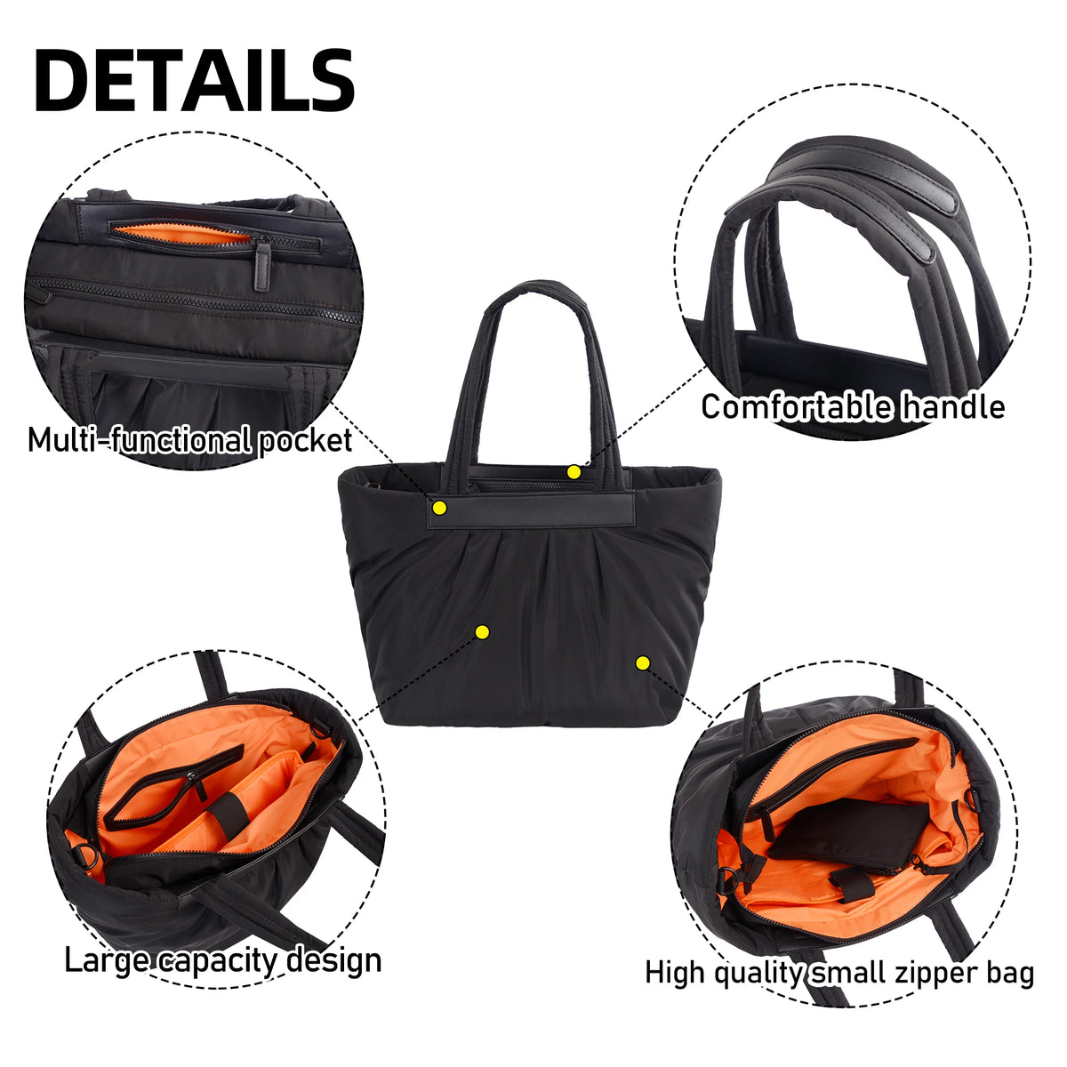 Puffer Tote Bag for Women Lightweight Puffy Shoulder Handbag