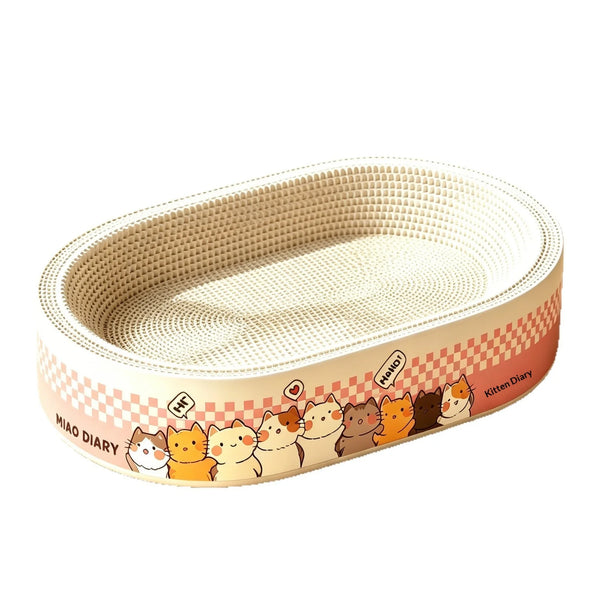 White Cow Corrugated Cardboard Cat Scratcher Bed No Dusting All-Season Use Cute Style