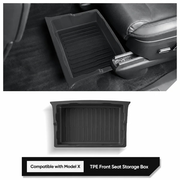 TPE Front Seat Car Seat Gap Filler Cup Holder Storage Box Tesla Model X Under-Seat