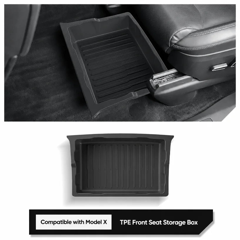 TPE Front Seat Car Seat Gap Filler Cup Holder Storage Box Tesla Model X Under-Seat