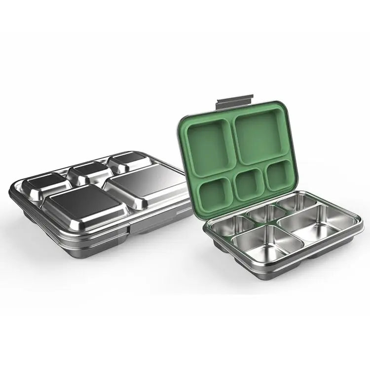 Durable 304 Stainless Steel 5-Compartment Bento Lunch Box Leakproof BPA Free 1240ml