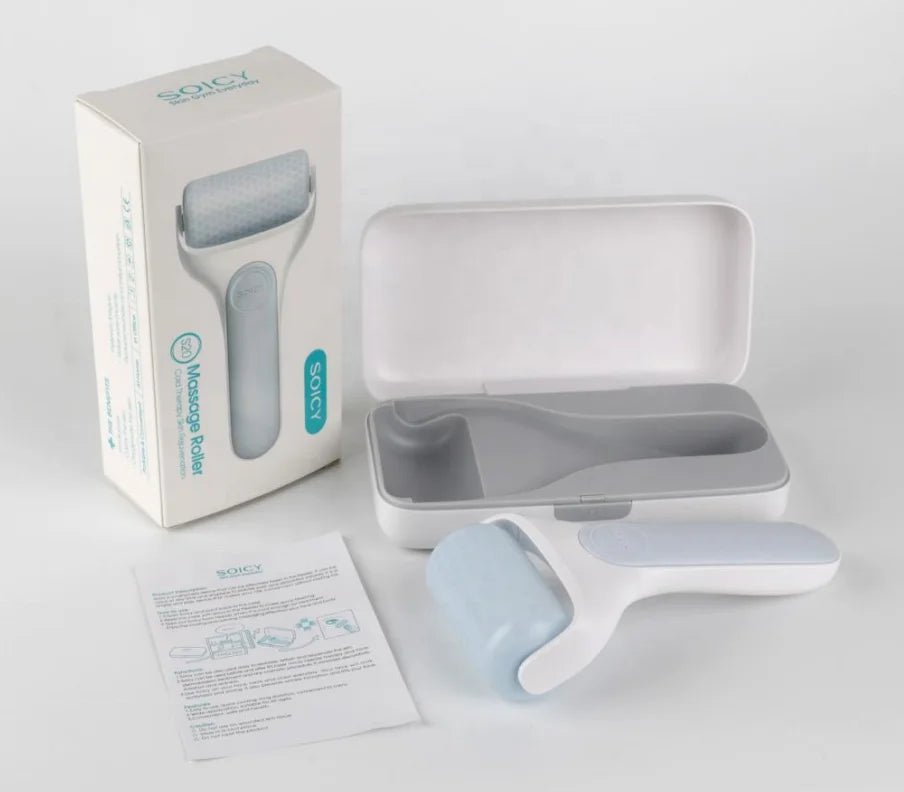 Ice Roller for Face and Eyes, Cooling Facial Massage Roller in White or Blue