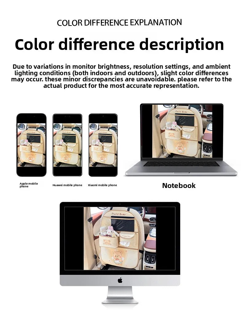 Custom Leather Cartoon Customizable Car Backseat Storage Bag Organizer New Creative Trash