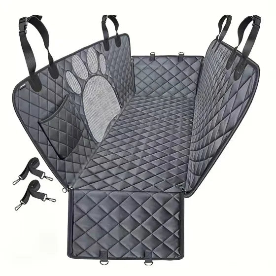 Oxford Waterproof Dog & Cat Car Seat Cover-Hard Bottom Mesh Three-Sided Enclosed Back