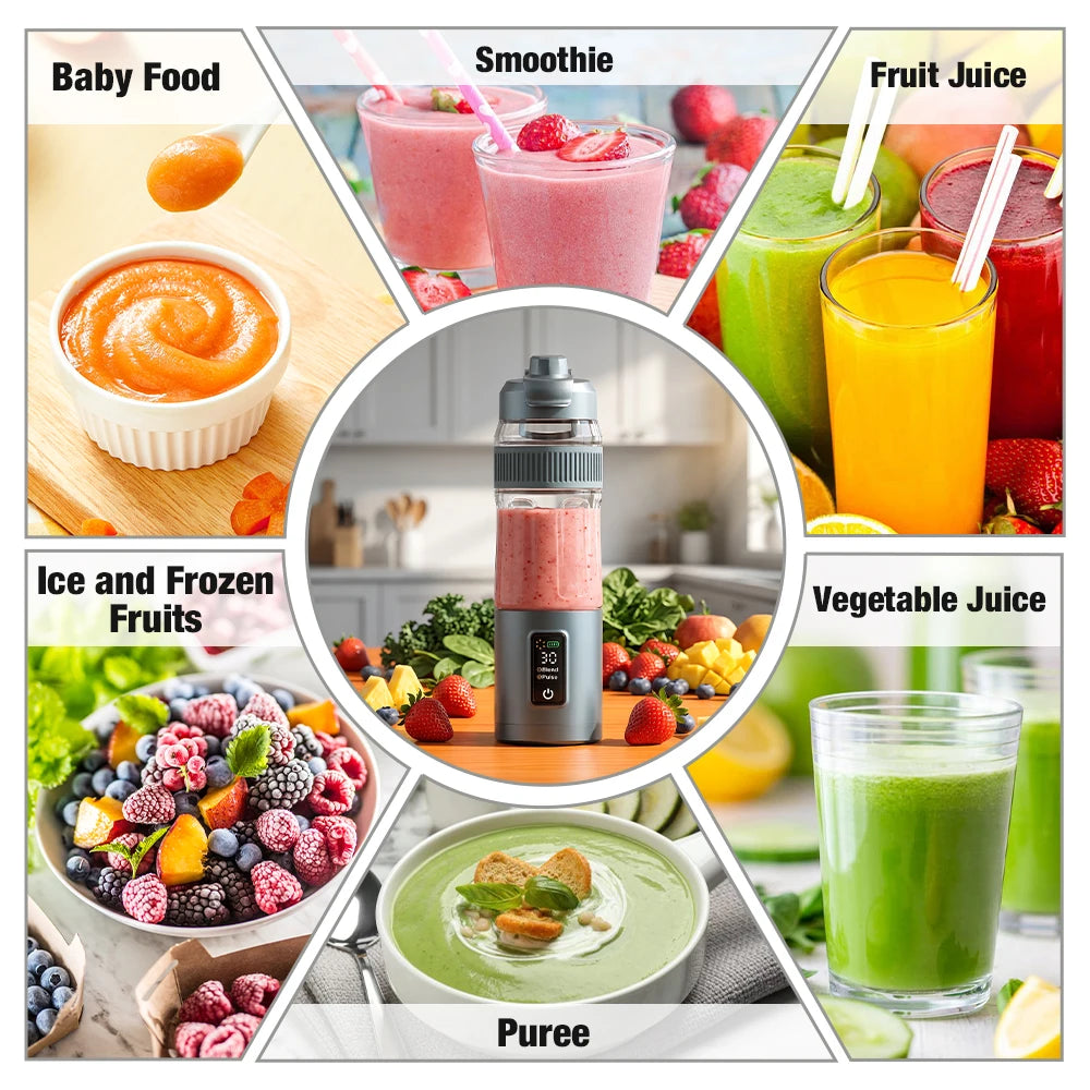 Portable Blender Stainless Steel Blades USB ChargingSmoothie Maker for Home and Travel