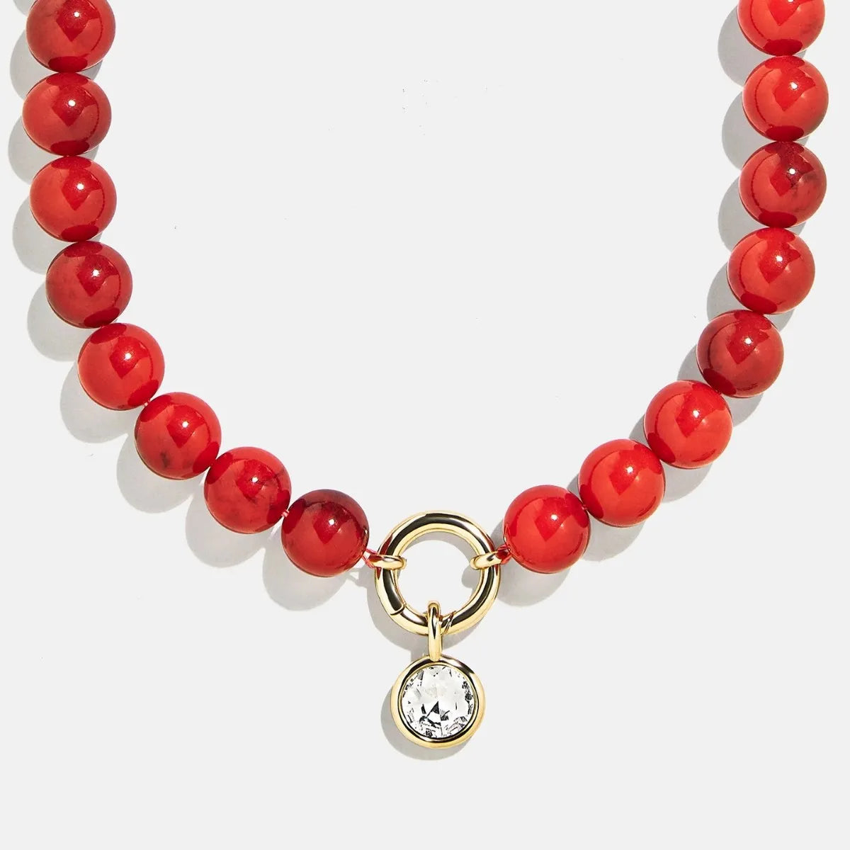 Stainless Steel O Shape Necklaces Trendy 18K Gold Plated Multi Color Round Beaded Water