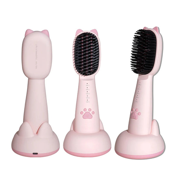 2 in 1 Portable Mini Hair Straightening USB Rechargeable Comb Hot Hair Straightener Brush