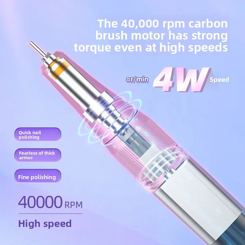 40000RPM Electric Nail Drill Machine 2600mAh Type-C 12H Runtime LCD Display F/R Aluminum