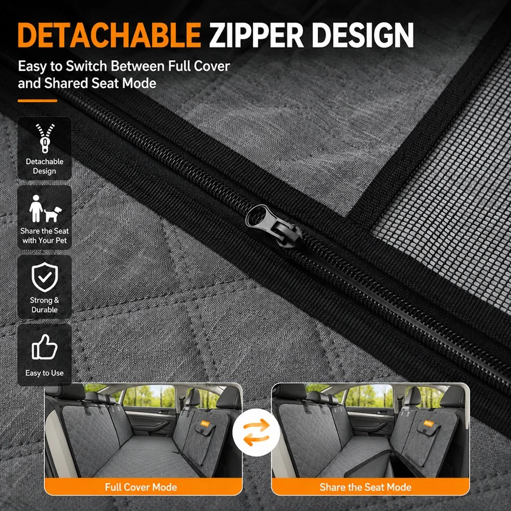 Waterproof Dog Car Seat Cover Back Seat Protector Hammock with Mesh Window