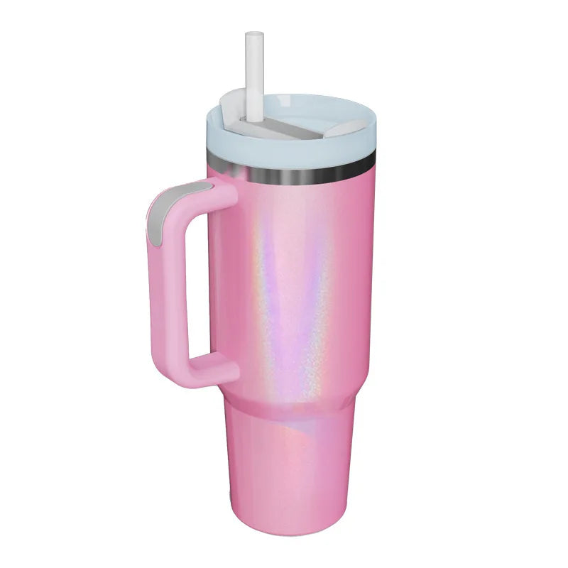 304 Stainless Steel 40oz Double Wall Vacuum Insulated Tumbler with Straw and Hand Grip