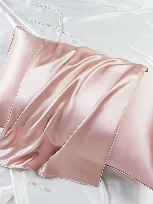 Customized 100% Satin Luxury Solid Pillowcase with Envelop/Zipper Closure for Home Use