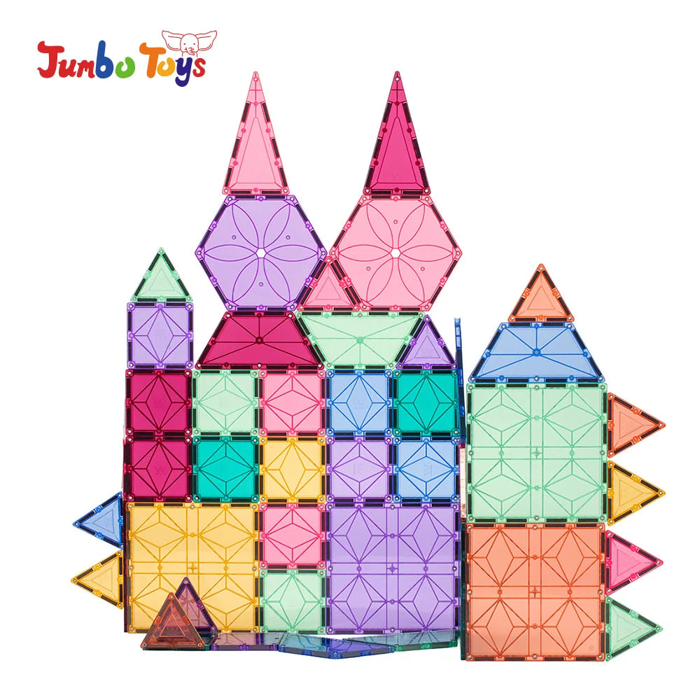 Color Magnetic Tiles Building Blocks Set Kids Educational Construction Toy for Preschool