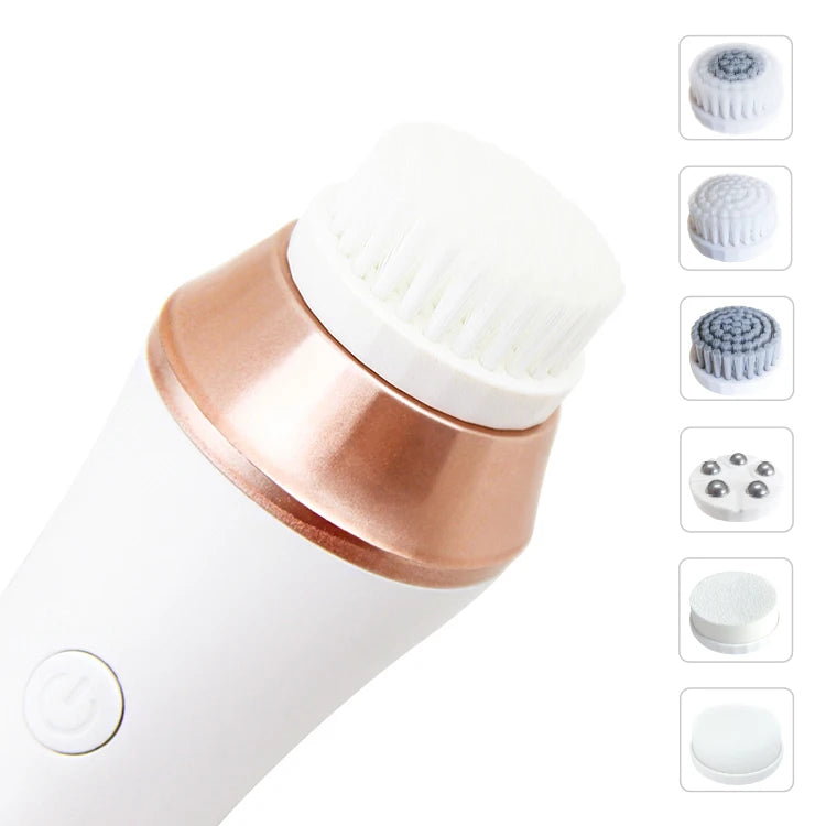 Electric USB Multi Function Face Device 7 Cleaning Heads Silicone Sponge Metal Roller