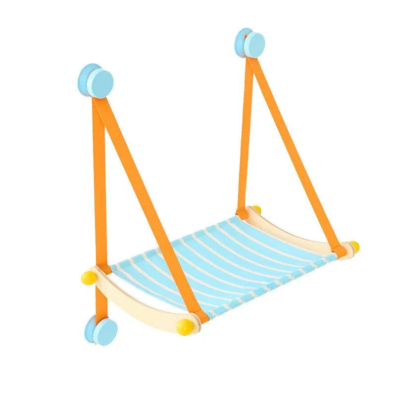 Cat Hammock Window Perch with Hanging Straps and Striped Bed Surface for Daily Rest