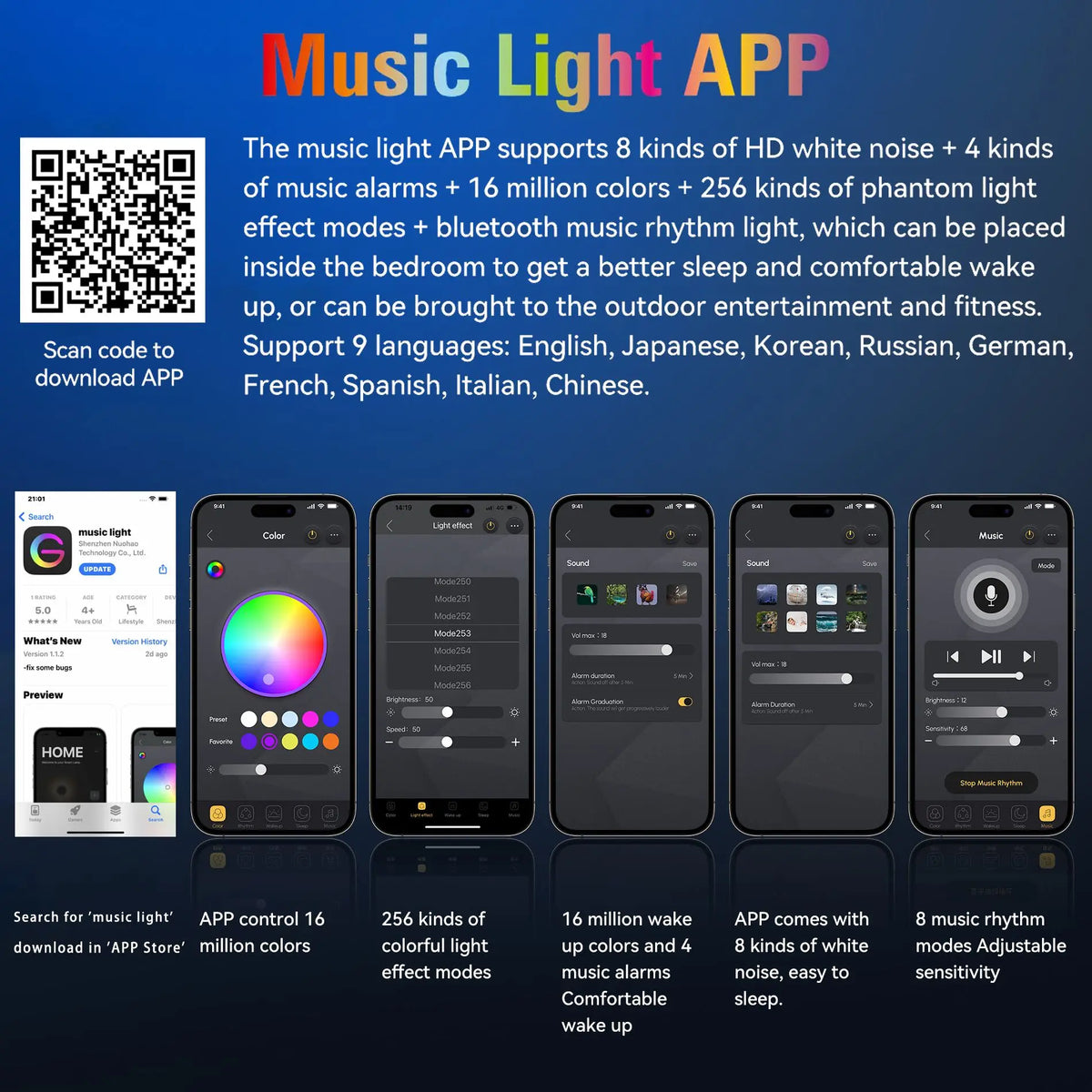 Sunrise Alarm Clock RGB Wake Up Light, Smart LED Sleep Aid Night Light Alarm Clock Table