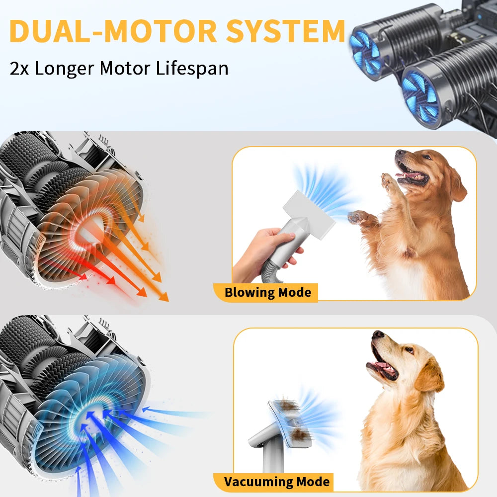 PD900 Professional 3 in 1 High Power Pet Vacuum Cleaner Grooming Set Cordless Dog Hair