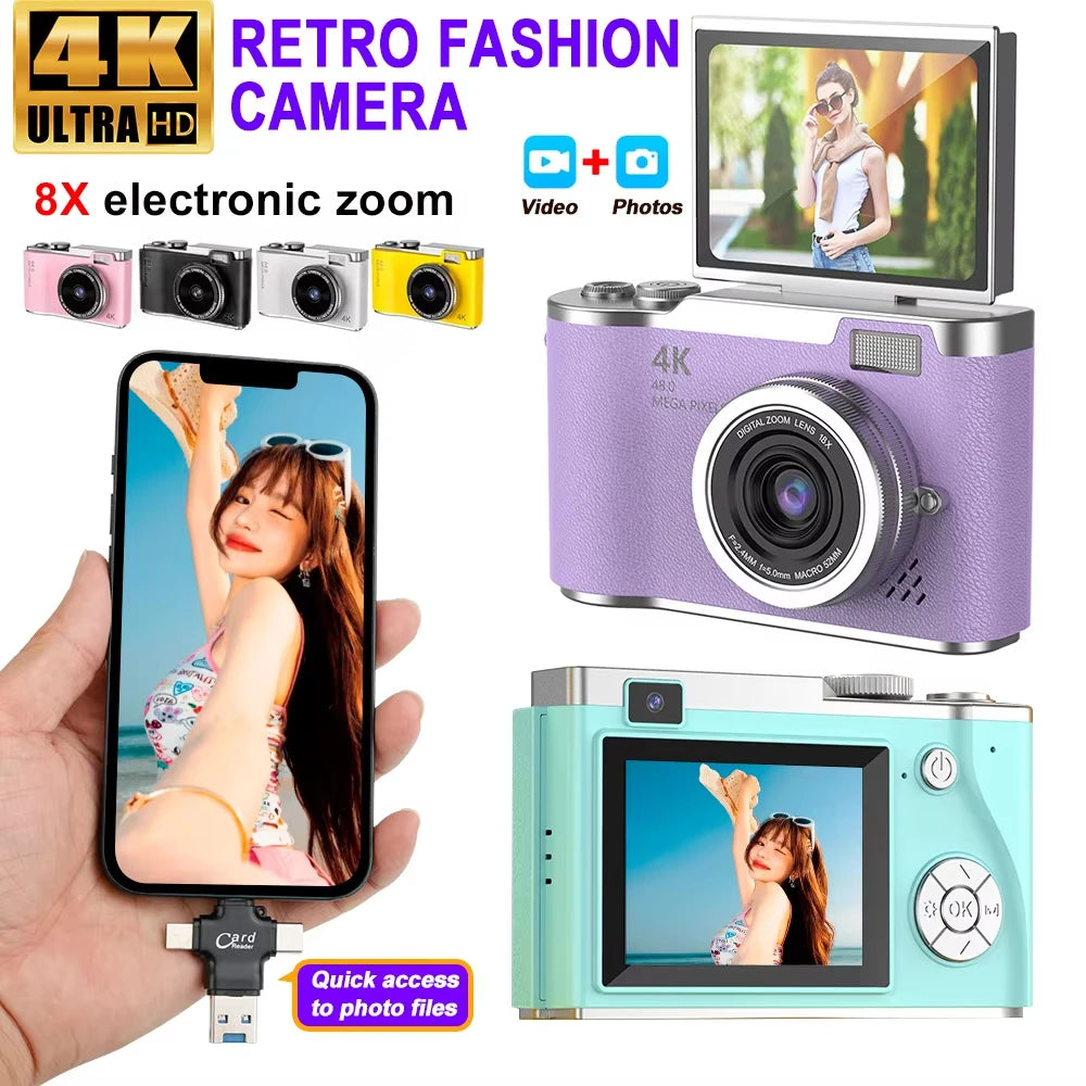 Mini Digital Video Camera with Flip Screen Kids Professional Home Security & Photography