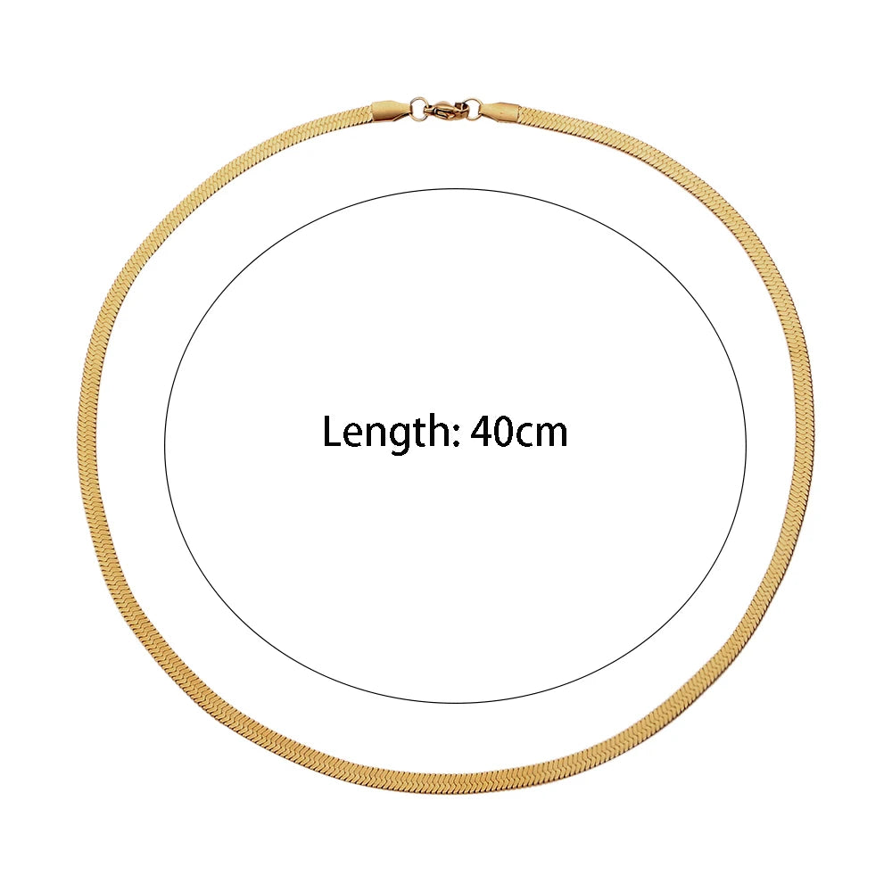 Tarnish Free 18K Gold PVD Plated Jewelry Stainless Steel Herryingbone Chain Necklace