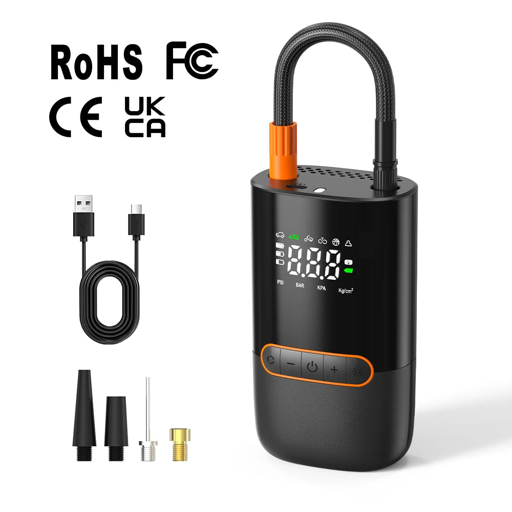 Digital Portable Car Tyre Pump Air Compressor Wireless Car Tire Inflator Mini Electric