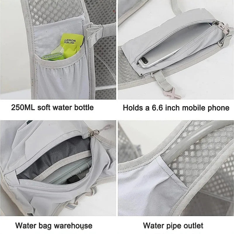 Running Hydration Vest Backpack Lightweight Insulated 1.5L Water Bladder