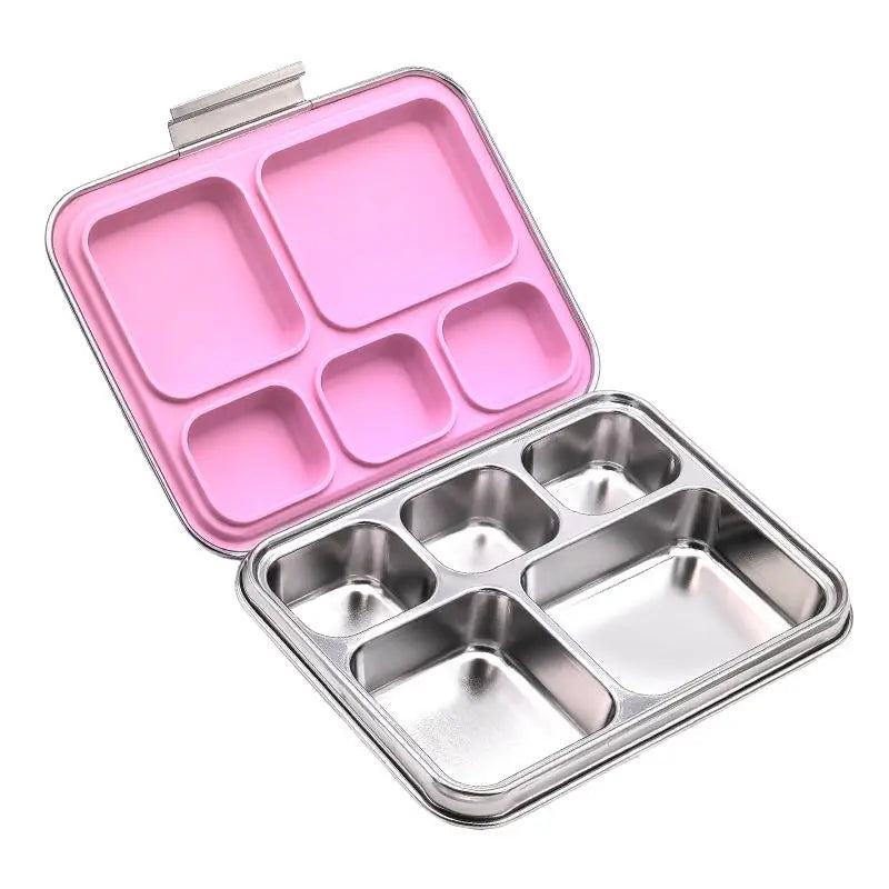 Durable 304 Stainless Steel 5-Compartment Bento Lunch Box Leakproof BPA Free 1240ml