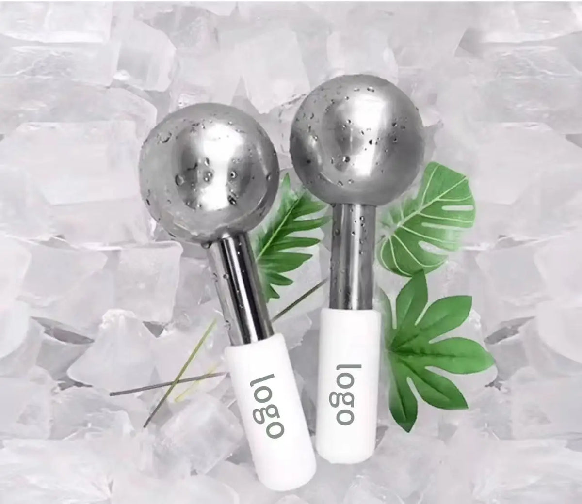 Custom Two Pack Handheld Ice Globes Cryo Stick Facial Ice Roller Massager for Face Eye