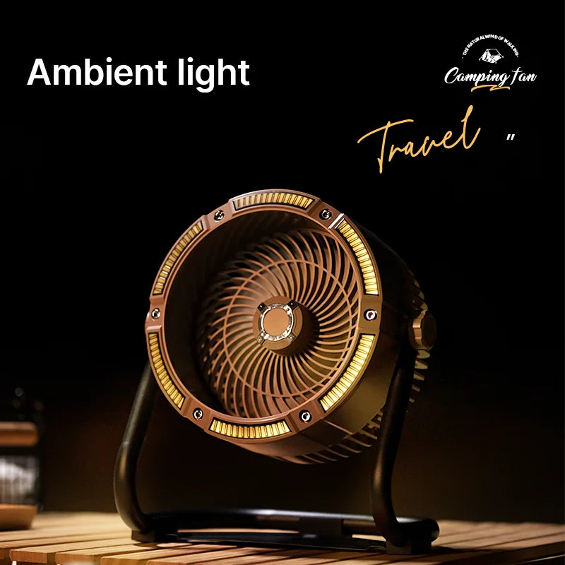 Multifunction Camping Portable Fan Cooling Turbo Fan With Light Rechargeable 6000mAh
