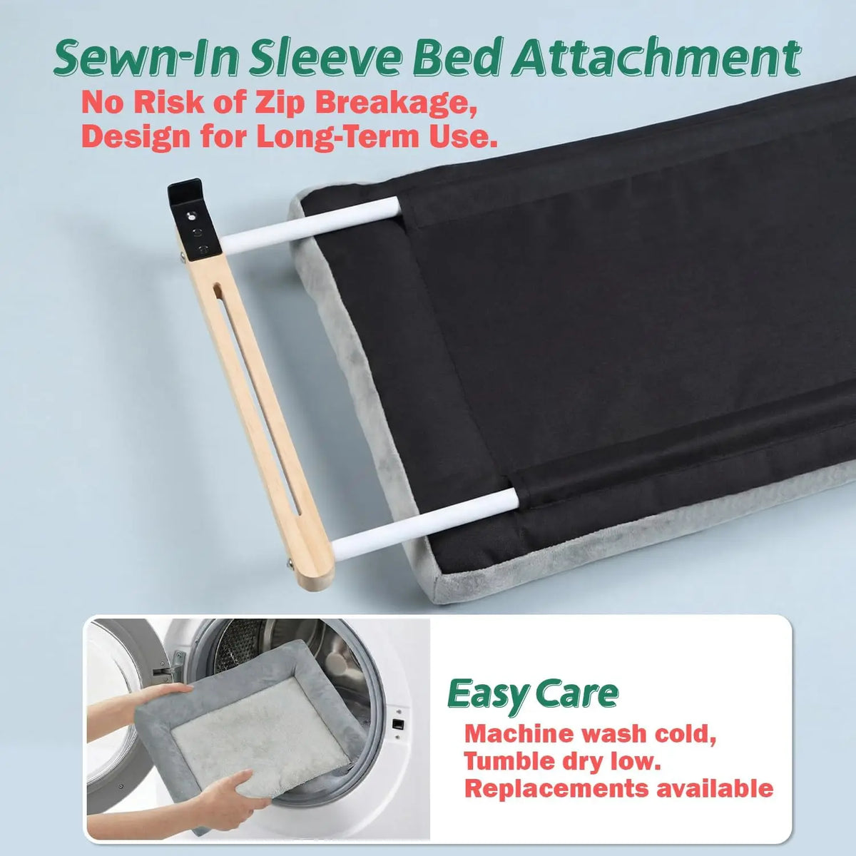 Cat Perch for Windowsill with Bolsters Machine Washable Hook-On Mount Hardwood & Metal