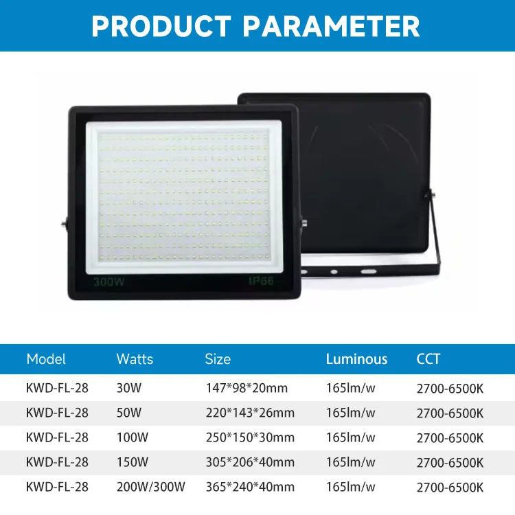 High Performance Outdoor IP66 Waterproof 20w 30w 50w 100w 150w 200w 300w Led Flood Light