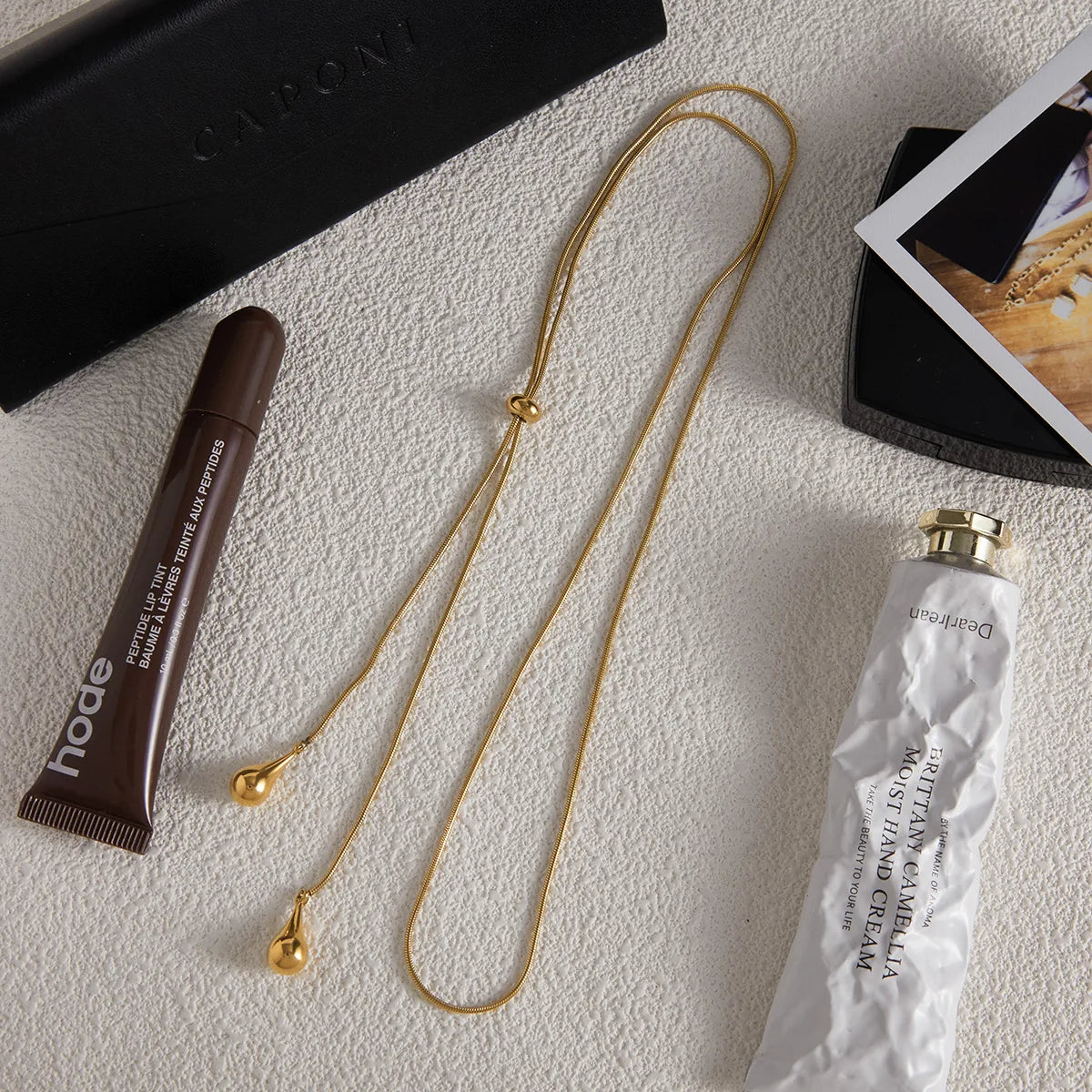18K PVD Gold Plate Stainless Steel Necklace Waterproof Modern Classic White Zircon