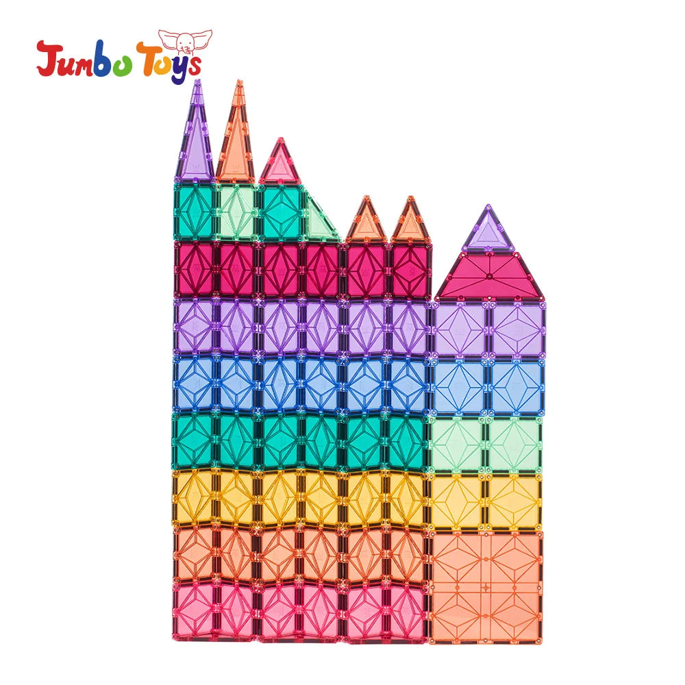 Color Magnetic Tiles Building Blocks Set Kids Educational Construction Toy for Preschool