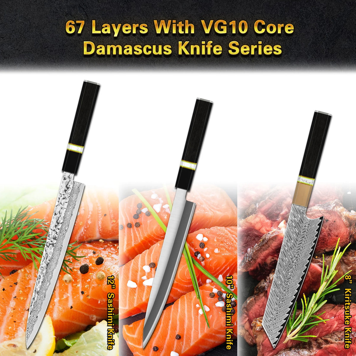 10% Off Superme Gyuto 8 Inch Damascus Japanese Kiritsuke Chef Knife With Ebony+Ox Horn