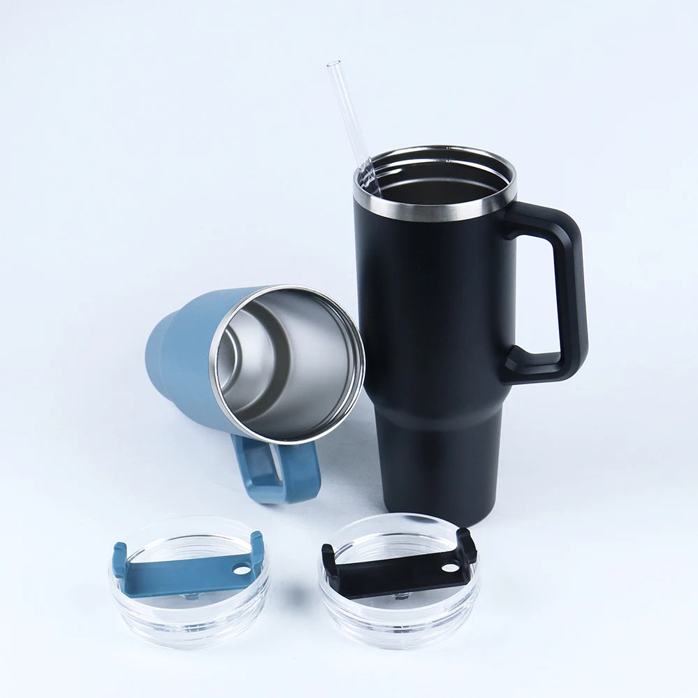 40oz Stainless Steel Powder Coated Tumbler with Handle Travel Cup for Water for Back