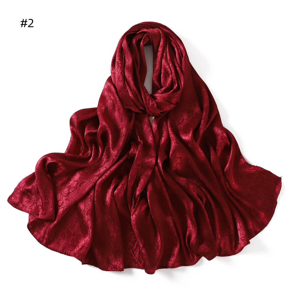 New Solid Color Satin Jacquard Long Scarf Breathable Soft Faux Silk