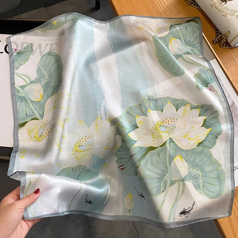 Luxury Silk Scarf for Women Pack Floral Style Multi-Functional All Season