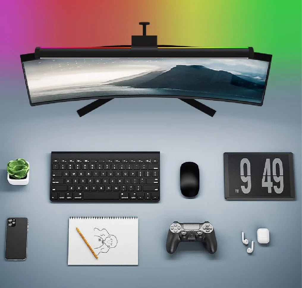 Beautiful RGB Monitor Light Bar, LED Dual Light Source Adjustable Cool Mix Warm Light
