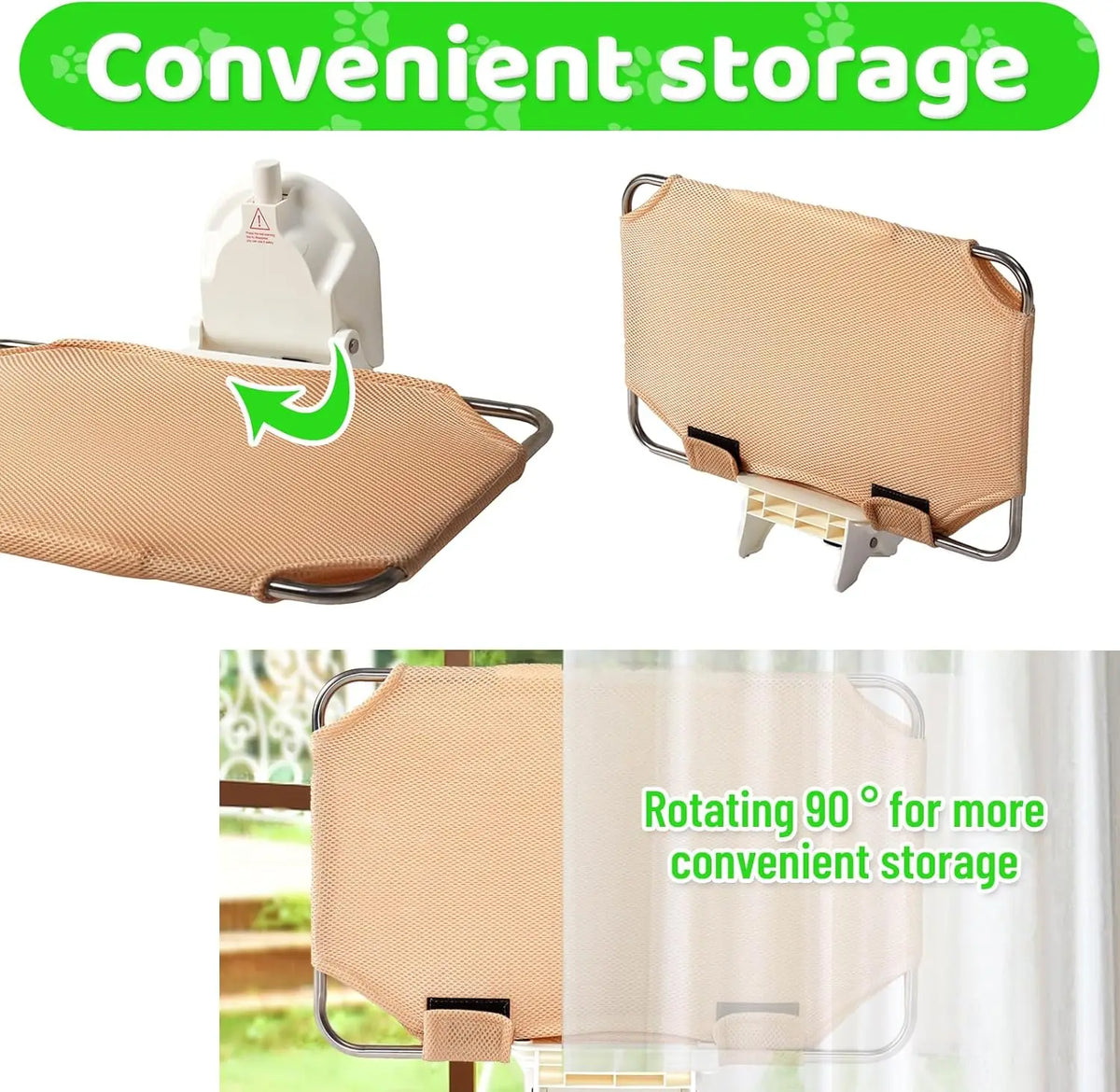 Foldable Metal Frame Single Suction Cup Cat Window Perch Lounger Hammock Seat Resting Bed