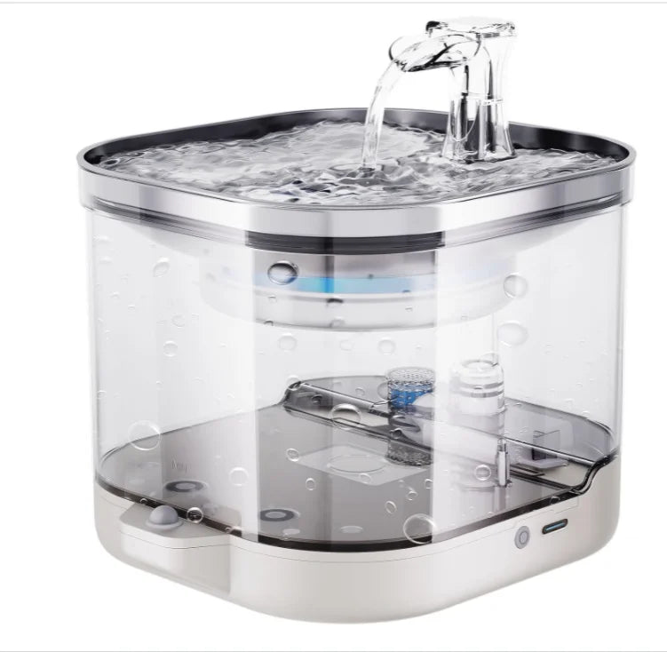 New Stainless Steel Cat Water Fountain Automatic 5000mAh Wireless Cat Fountain Automatic
