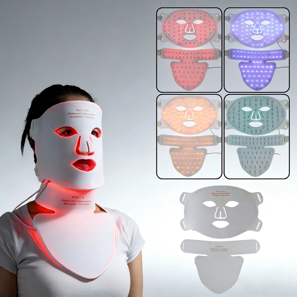 Silicone LED Face Mask with 4 Light Colors, 630nm Red and 850nm Infrared
