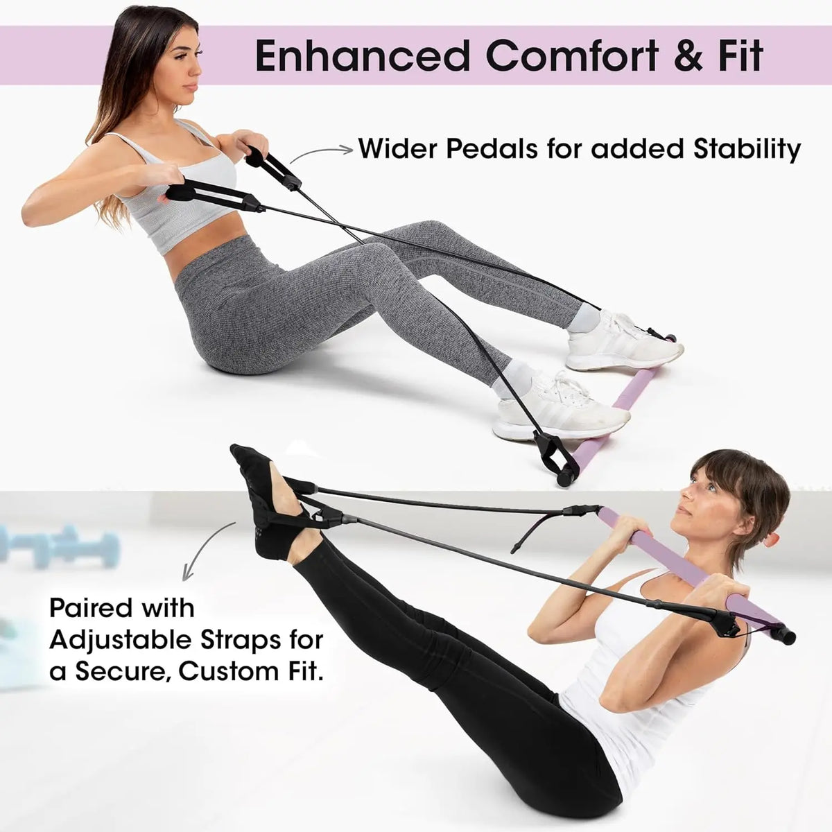Portable Home Workout Pilates Bar Kit Includes Bar for Legs Waist Arm with 30-Day
