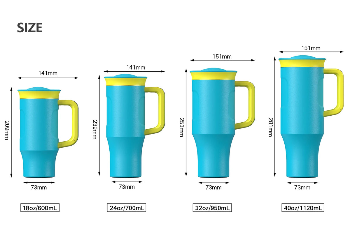 Custom Tumbler 18oz 32oz 40oz Double Wall Stainless Steel Powder Coated Insulated Coffee